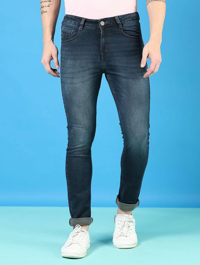 men solid mid rise slim fit jean