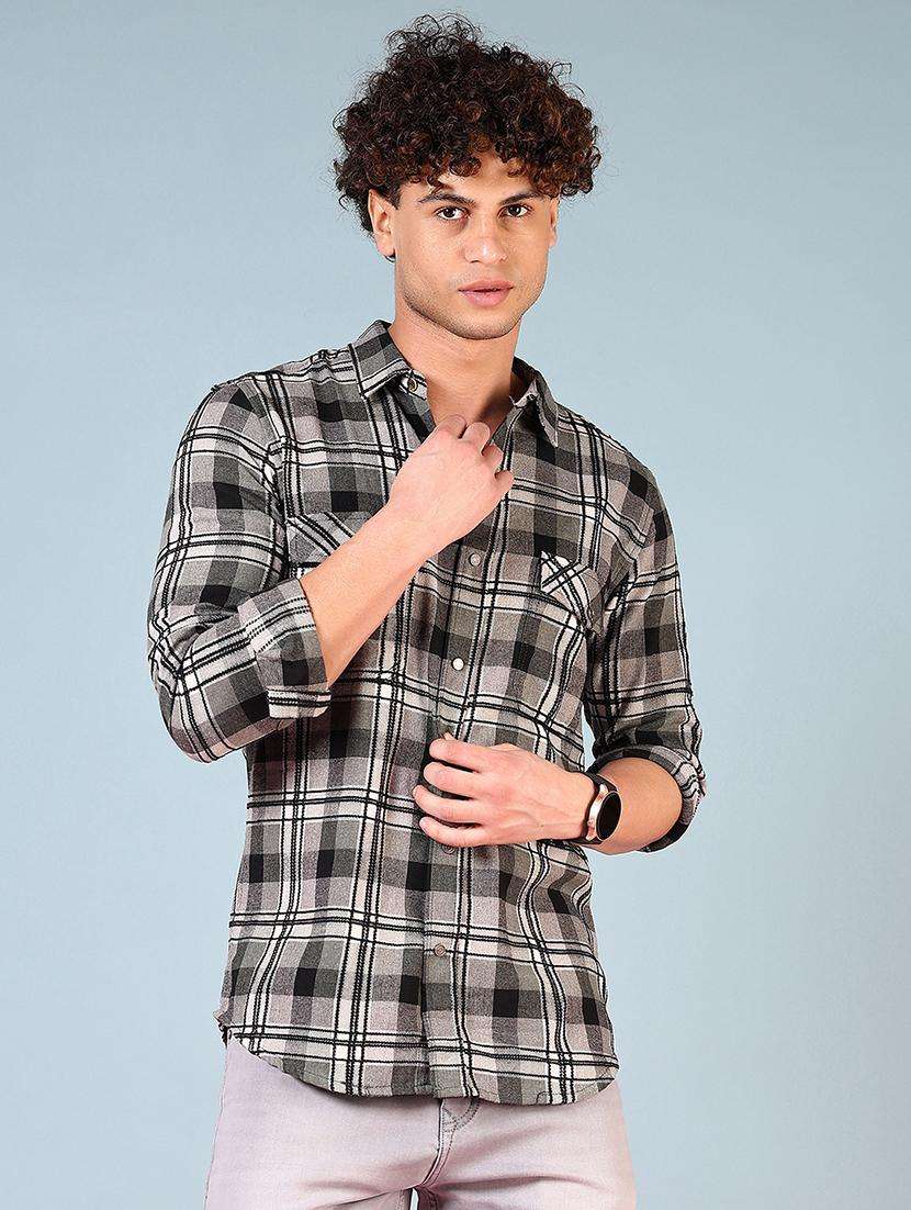 men checkered long sleeve regular fit casual shirt - 21765898 -  Standard Image - 1