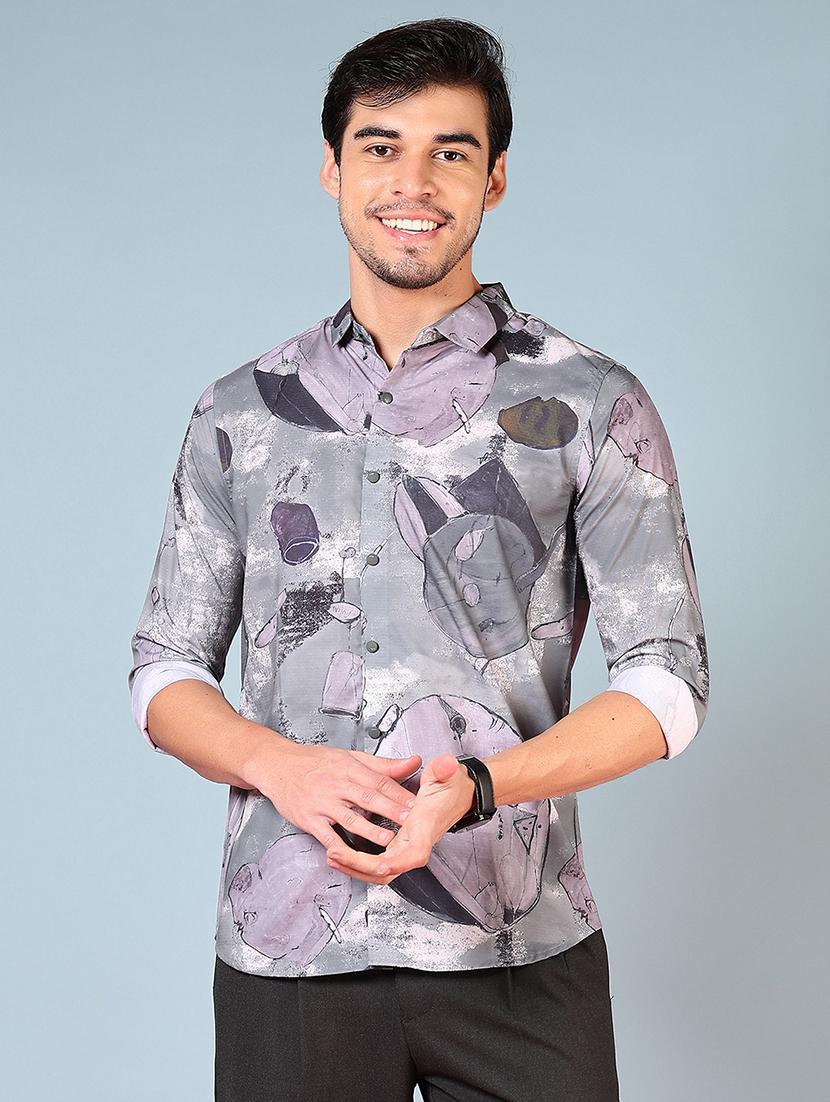 men printed long sleeve regular fit casual shirt - 21765900 - Standard Image - 1