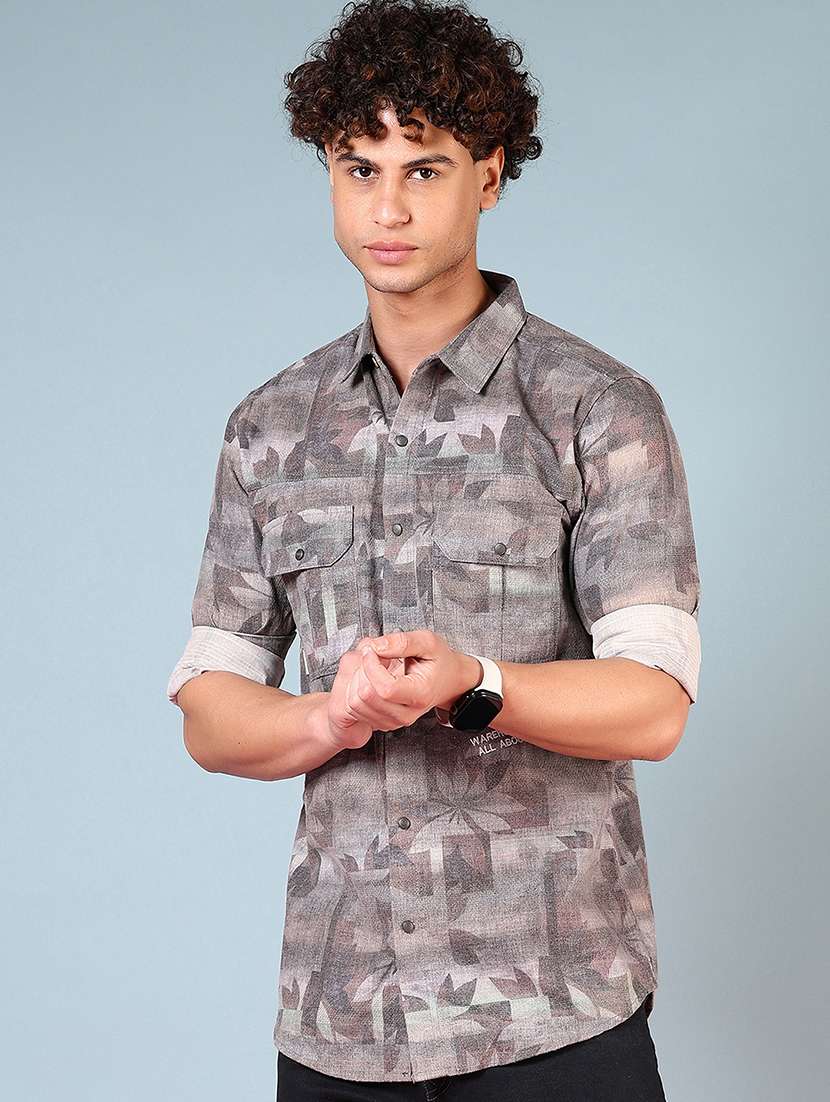 men printed long sleeve regular fit casual shirt - 21765905 -  Standard Image - 1