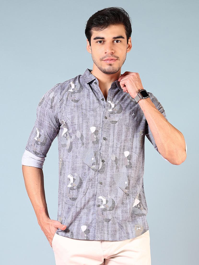 men printed long sleeve regular fit casual shirt - 21765907 - Standard Image - 1