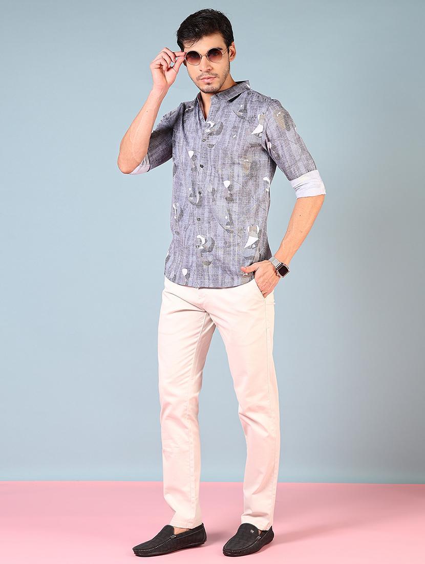 men printed long sleeve regular fit casual shirt - 21765907 - Standard Image - 4