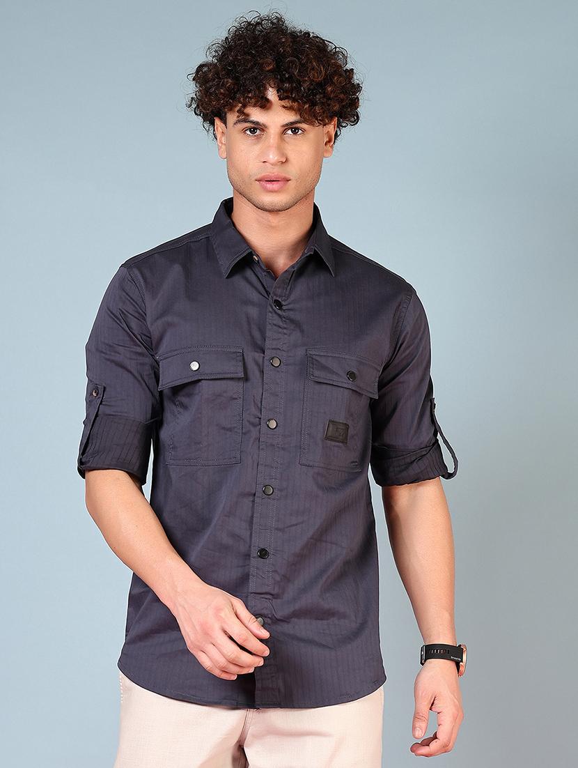 men solid long sleeve regular fit casual shirt - 21765918 -  Zoom Image - 0