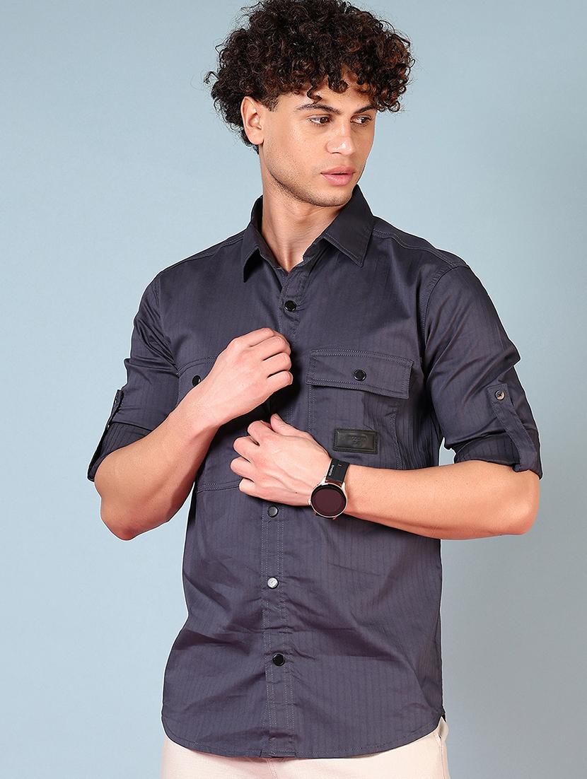 men solid long sleeve regular fit casual shirt - 21765918 -  Standard Image - 1