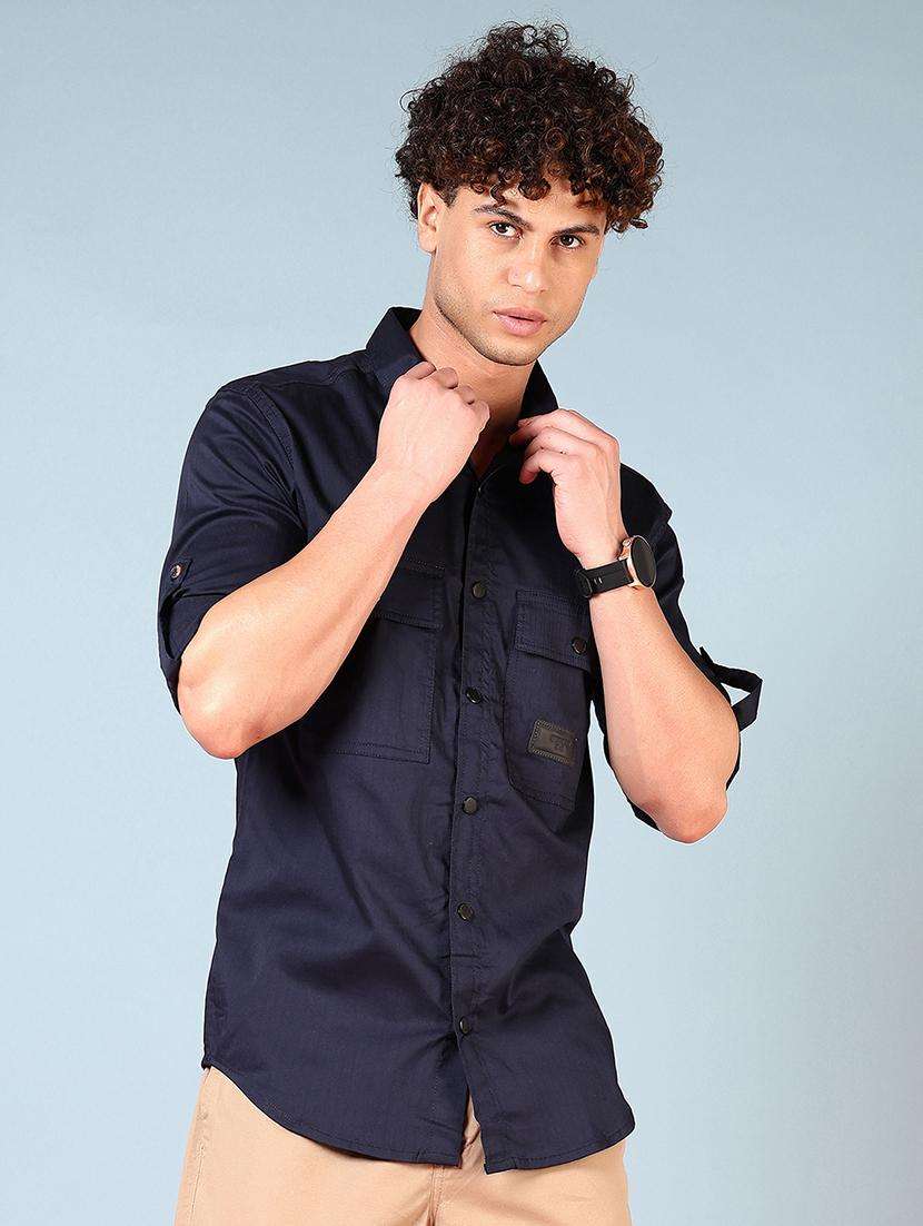 men solid long sleeve regular fit casual shirt - 21765919 -  Standard Image - 1