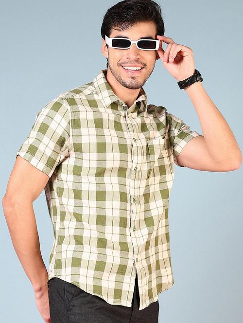 men checkered short sleeve regular fit casual shirt - 21765927 - Standard Image - 0
