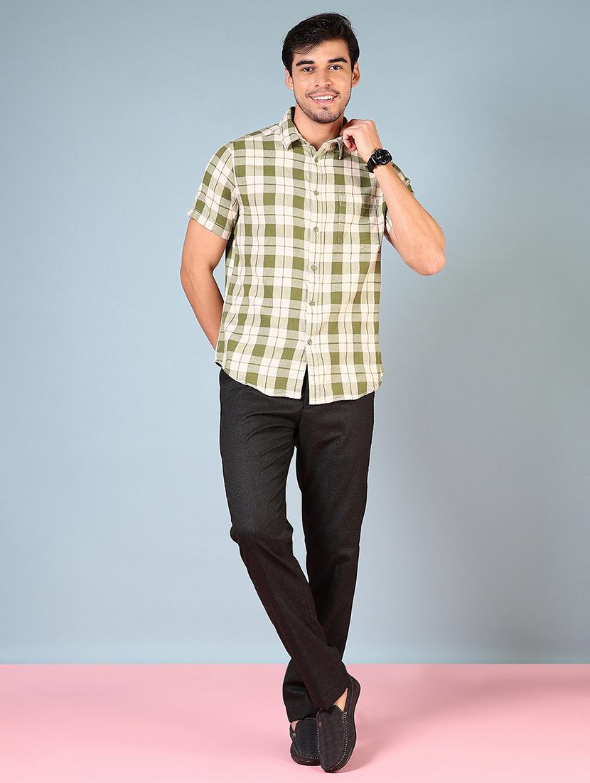 men checkered short sleeve regular fit casual shirt - 21765927 - Standard Image - 4