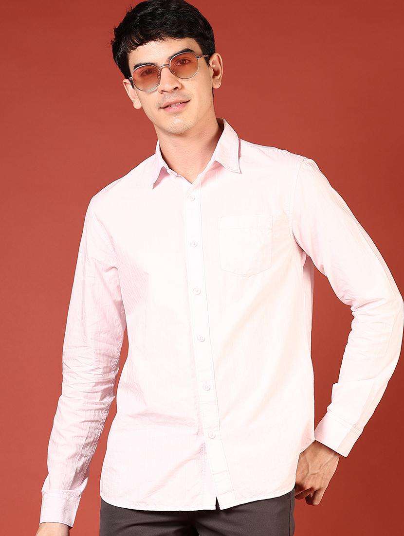 men self design long sleeve regular fit casual shirt
