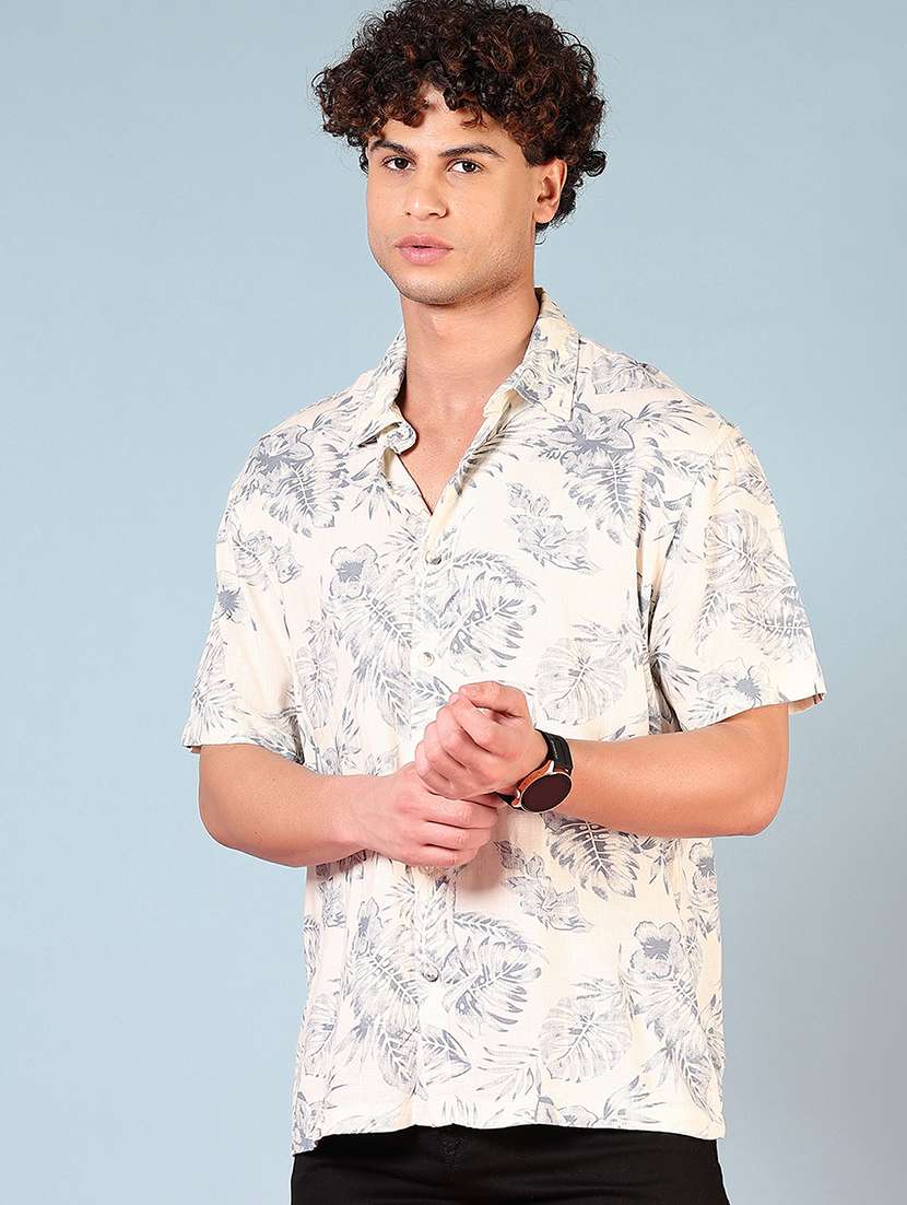 men printed short sleeve regular fit casual shirt - 21765939 - Standard Image - 1