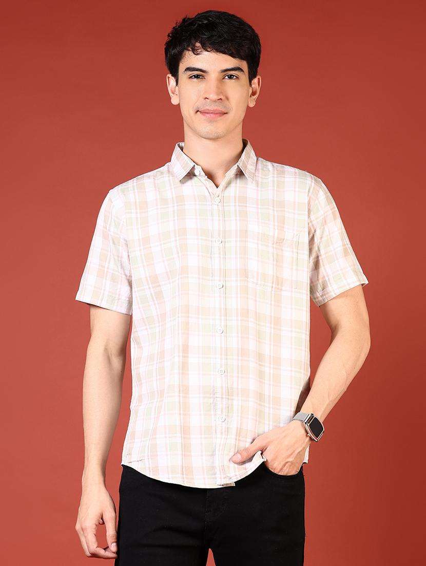 men checkered short sleeve regular fit casual shirt - 21765951 -  Standard Image - 1