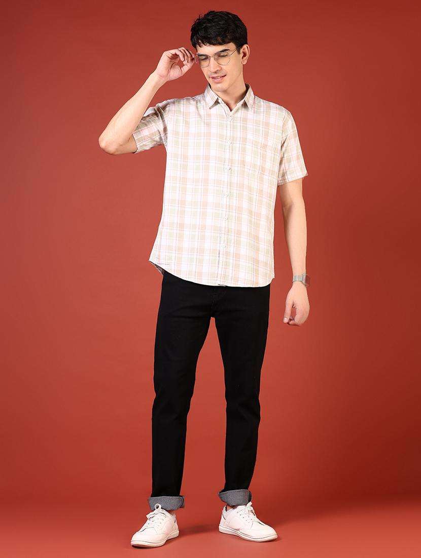 men checkered short sleeve regular fit casual shirt - 21765951 -  Standard Image - 4