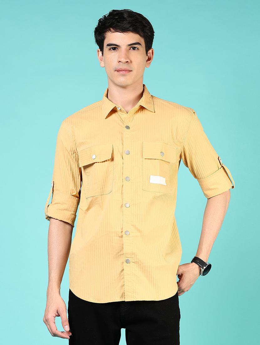 men solid long sleeve regular fit casual shirt - 21765971 - Standard Image - 1
