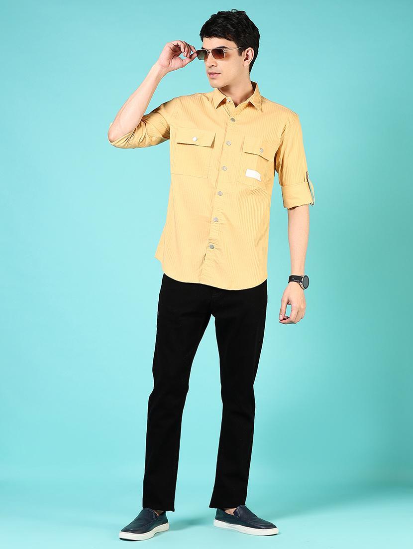 men solid long sleeve regular fit casual shirt - 21765971 - Standard Image - 4