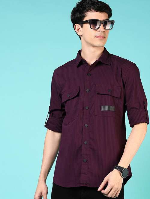 men solid long sleeve regular fit casual shirt - 21765972 - Standard Image - 0
