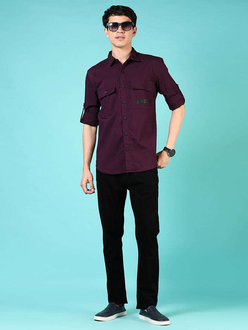 men solid long sleeve regular fit casual shirt - 21765972 - Standard Image - 4