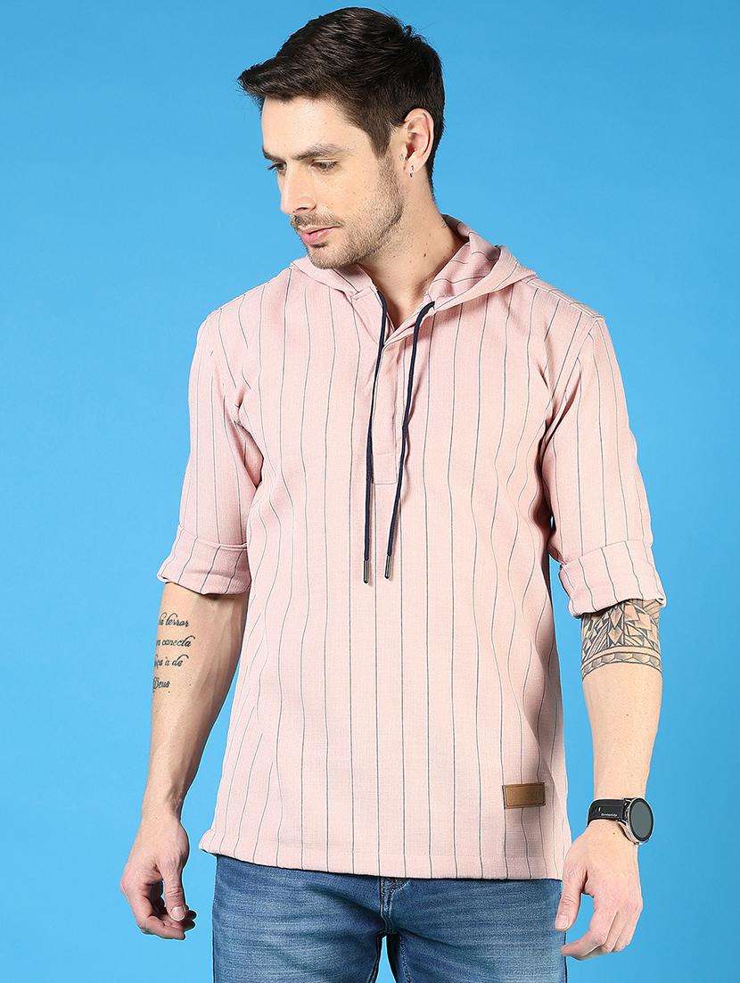 men striped long sleeve hooded t-shirt - 21765974 -  Standard Image - 1