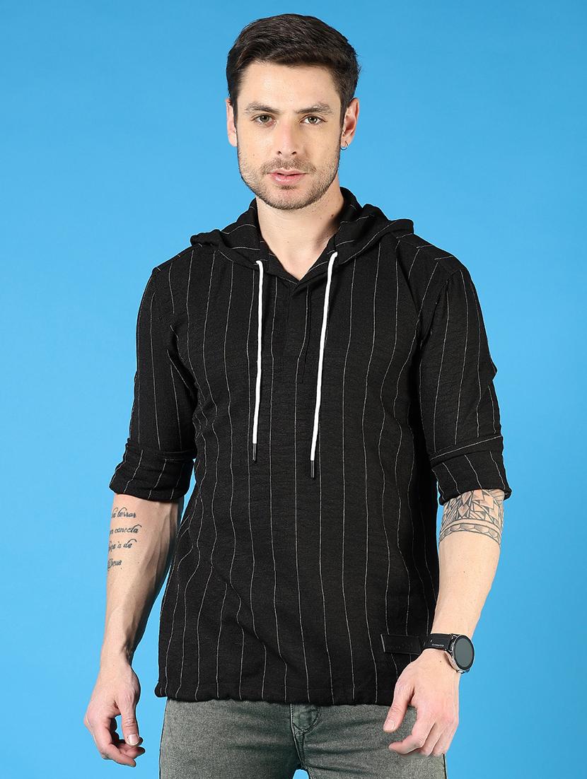 men striped long sleeve hooded t-shirt - 21765976 -  Standard Image - 1