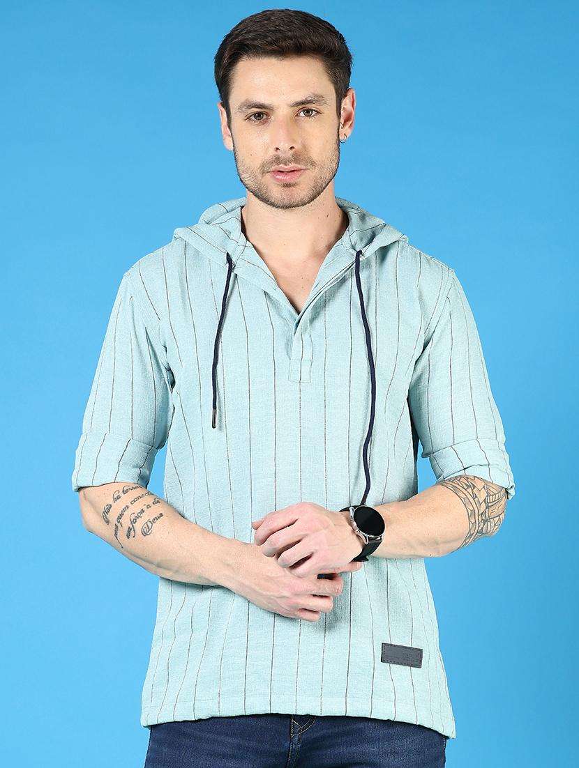 men striped long sleeve hooded t-shirt - 21765979 -  Standard Image - 1