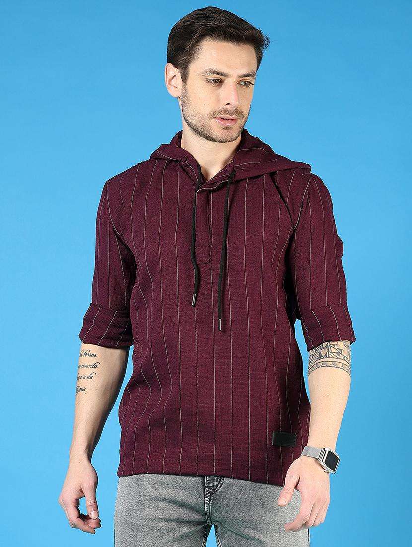 men striped long sleeve hooded t-shirt - 21765980 -  Standard Image - 1