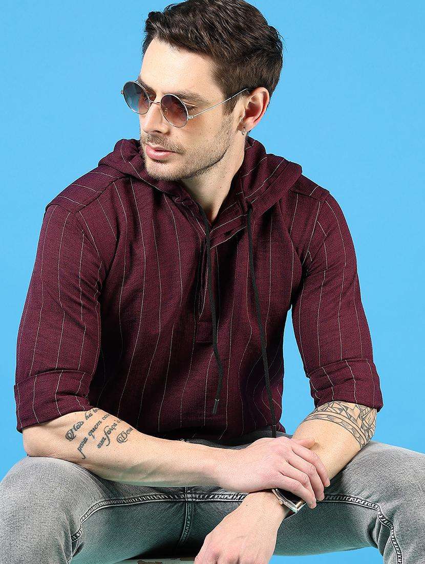 men striped long sleeve hooded t-shirt - 21765980 -  Standard Image - 4