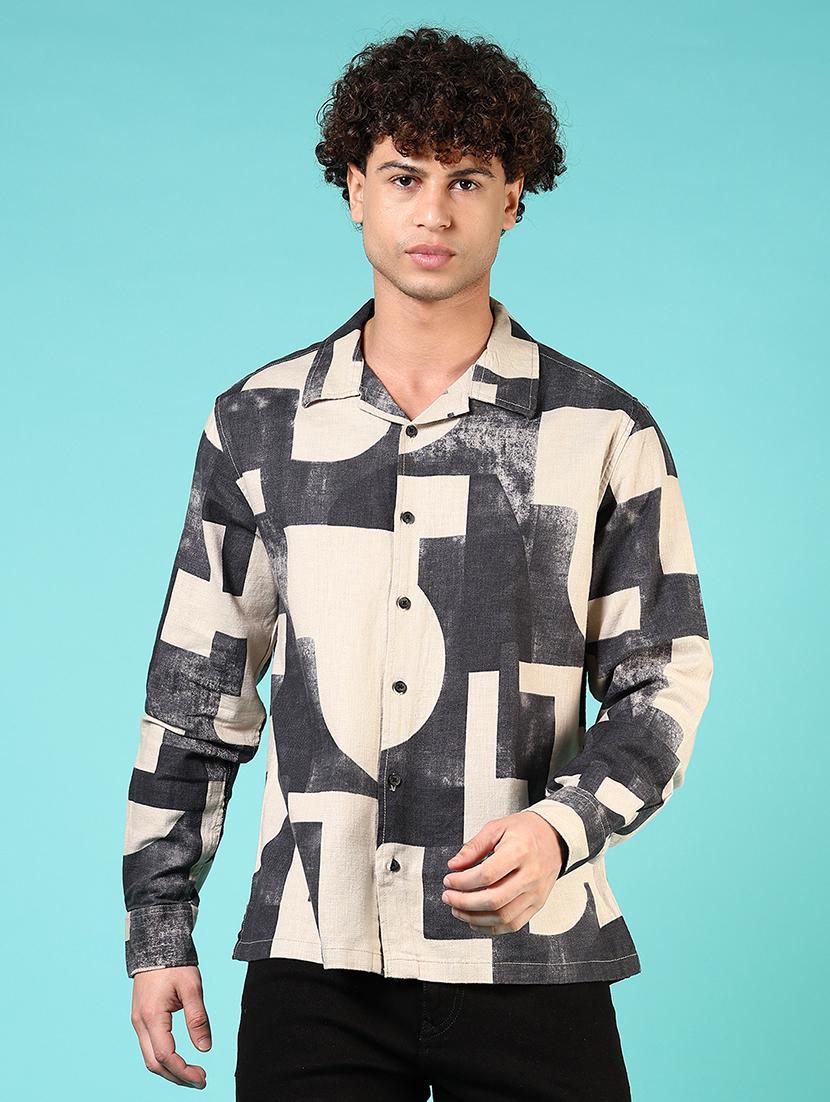 men printed collared long sleeves casual shirt - 21765982 - Zoom Image - 0