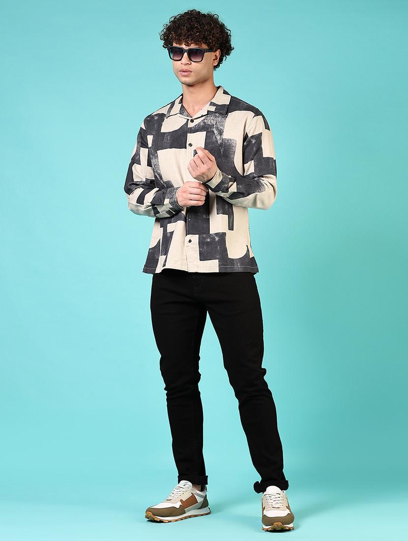 men printed collared long sleeves casual shirt - 21765982 - Standard Image - 4