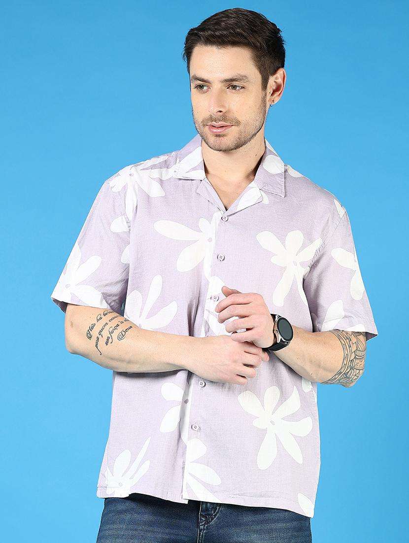 men printed short sleeve regular fit casual shirt - 21765986 -  Standard Image - 1