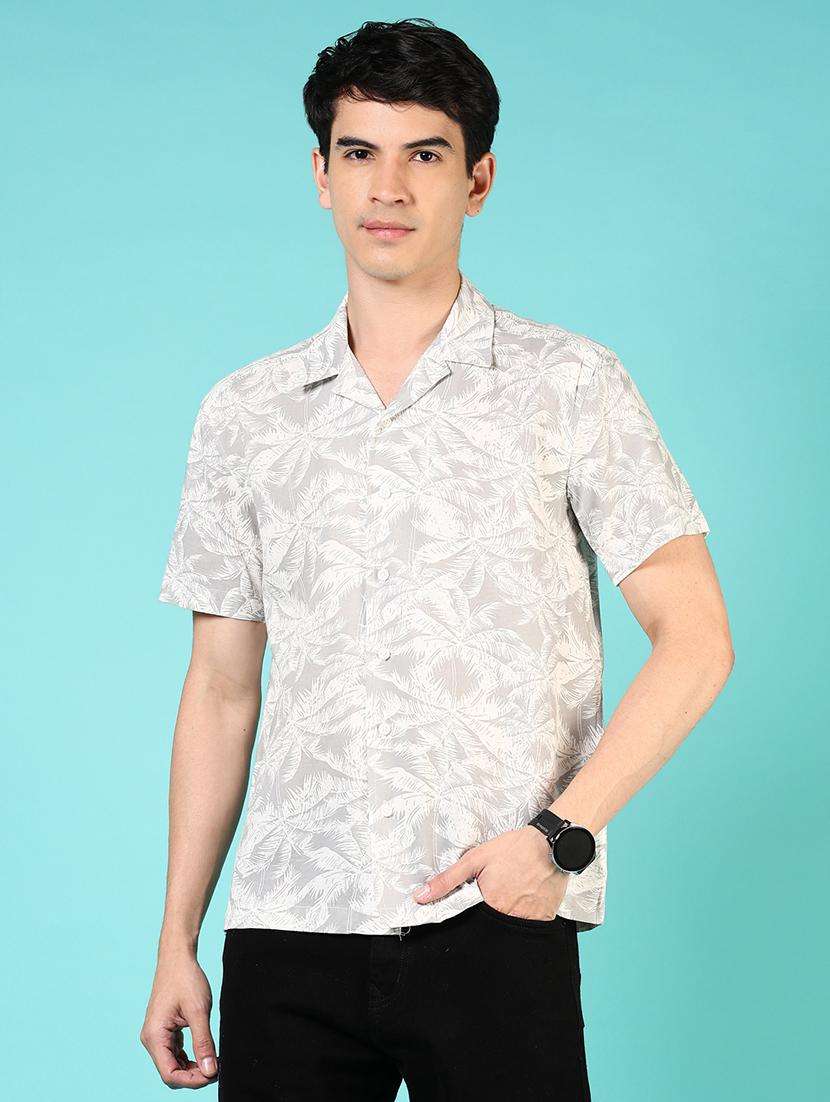 men printed short sleeve regular fit casual shirt - 21765990 -  Standard Image - 1
