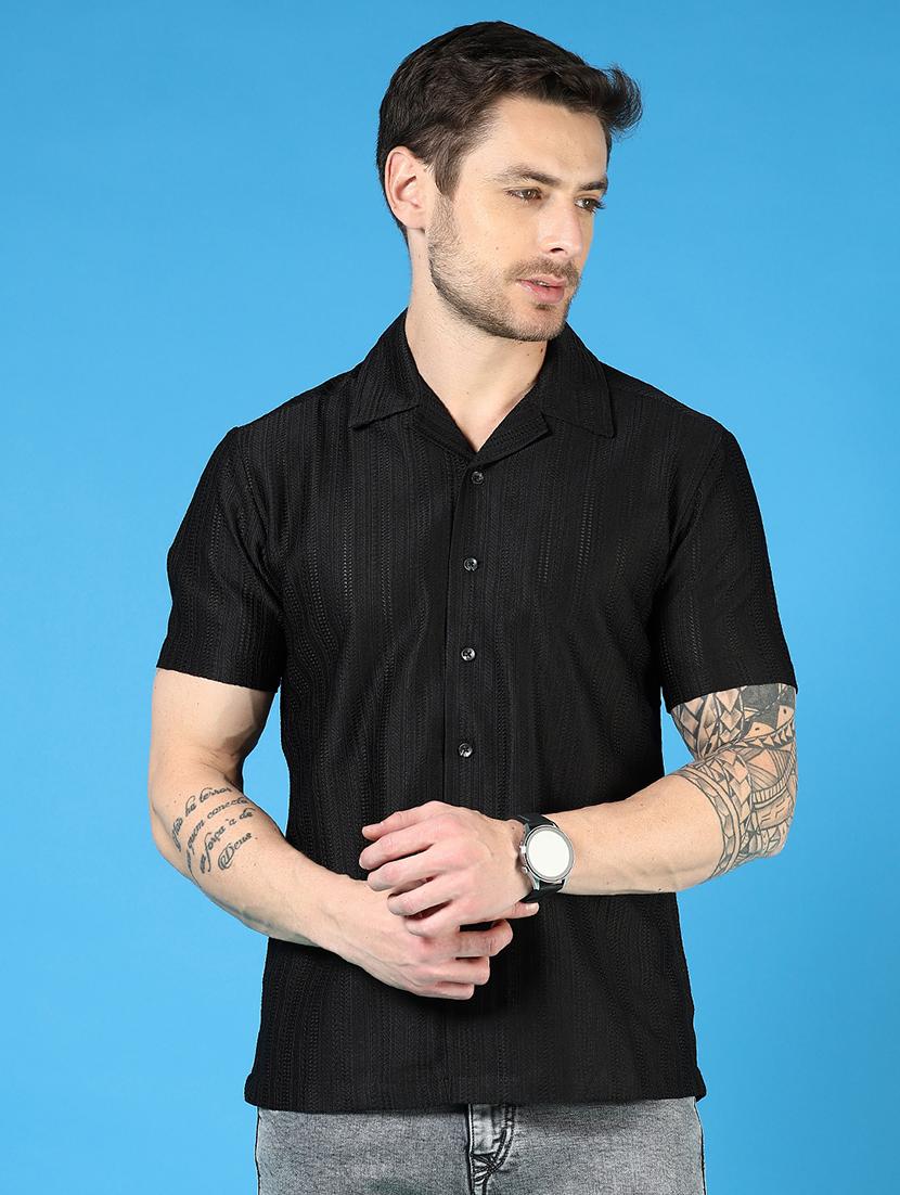 men solid short sleeve regular fit casual shirt - 21765991 - Standard Image - 1