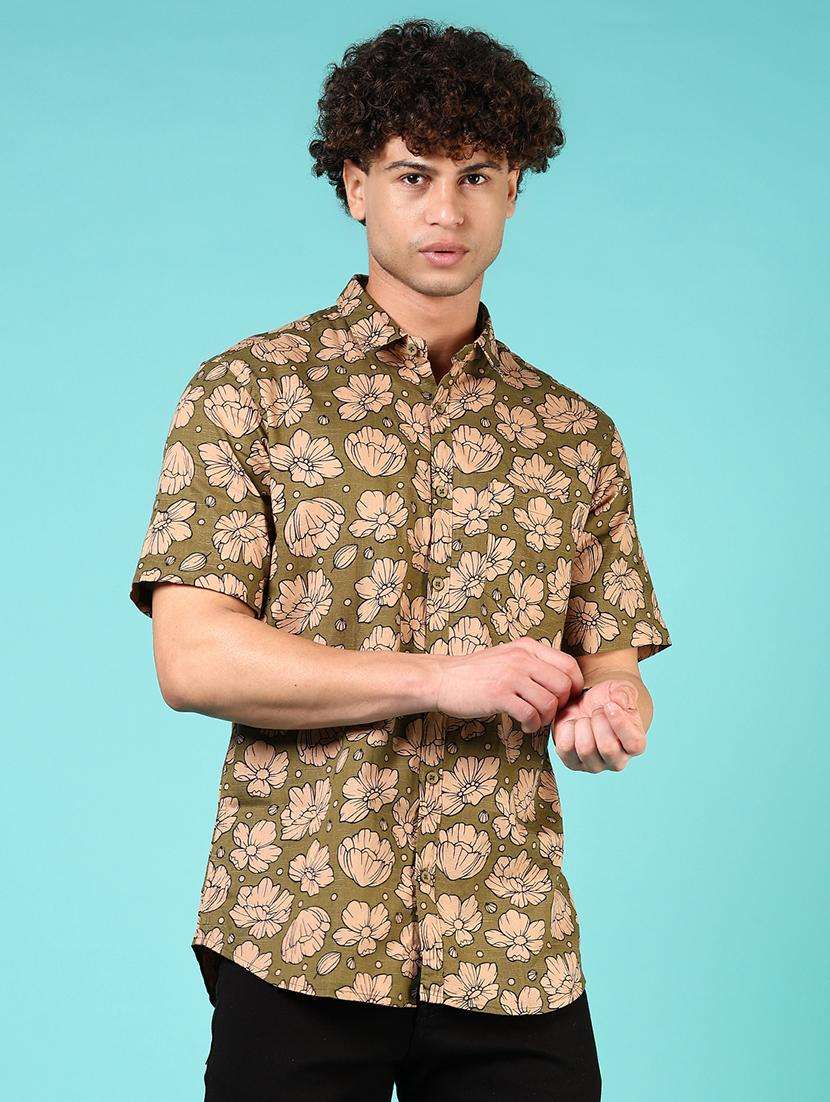men printed short sleeve regular fit casual shirt - 21765993 -  Standard Image - 1