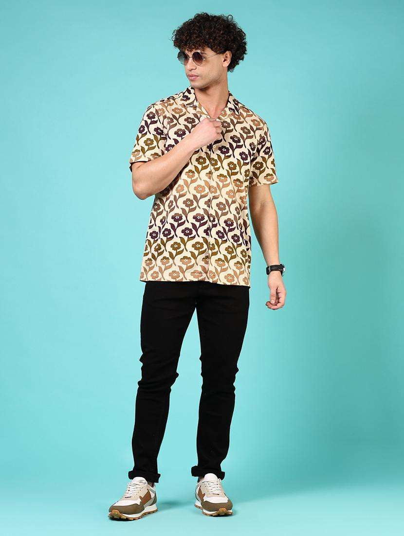 men floral short sleeve regular fit casual shirt - 21765994 -  Standard Image - 4