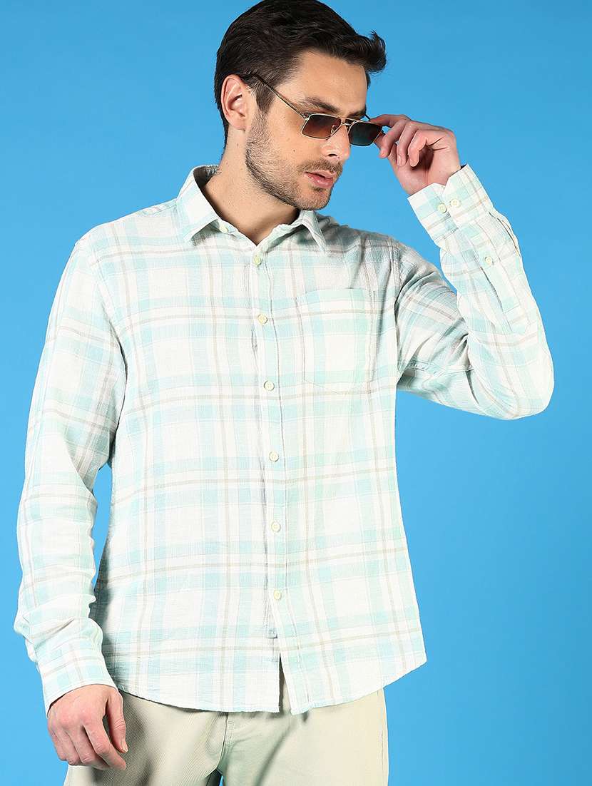men checkered collared long sleeves casual shirt - 21765997 -  Standard Image - 1