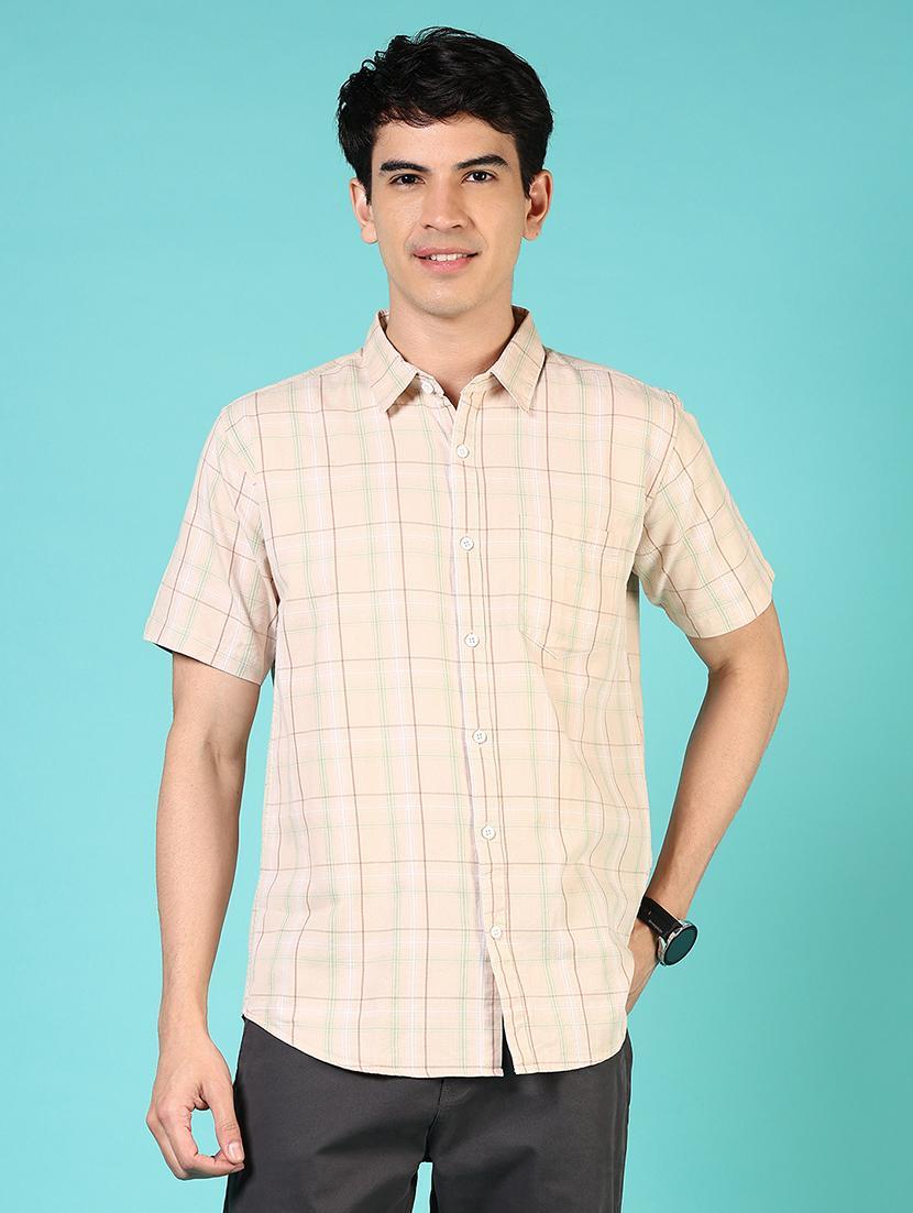 men checkered short sleeve regular fit casual shirt - 21766005 - Standard Image - 1