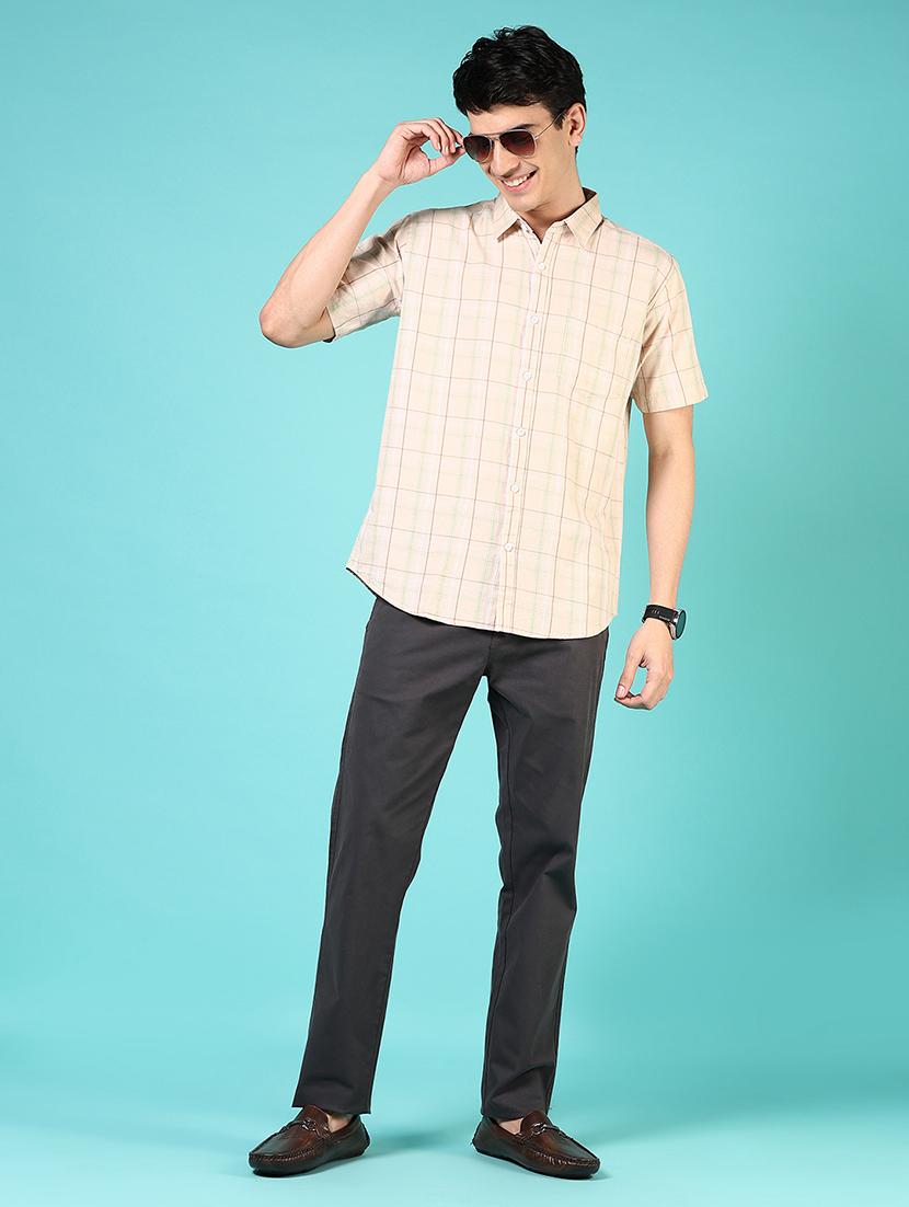men checkered short sleeve regular fit casual shirt - 21766005 - Standard Image - 4