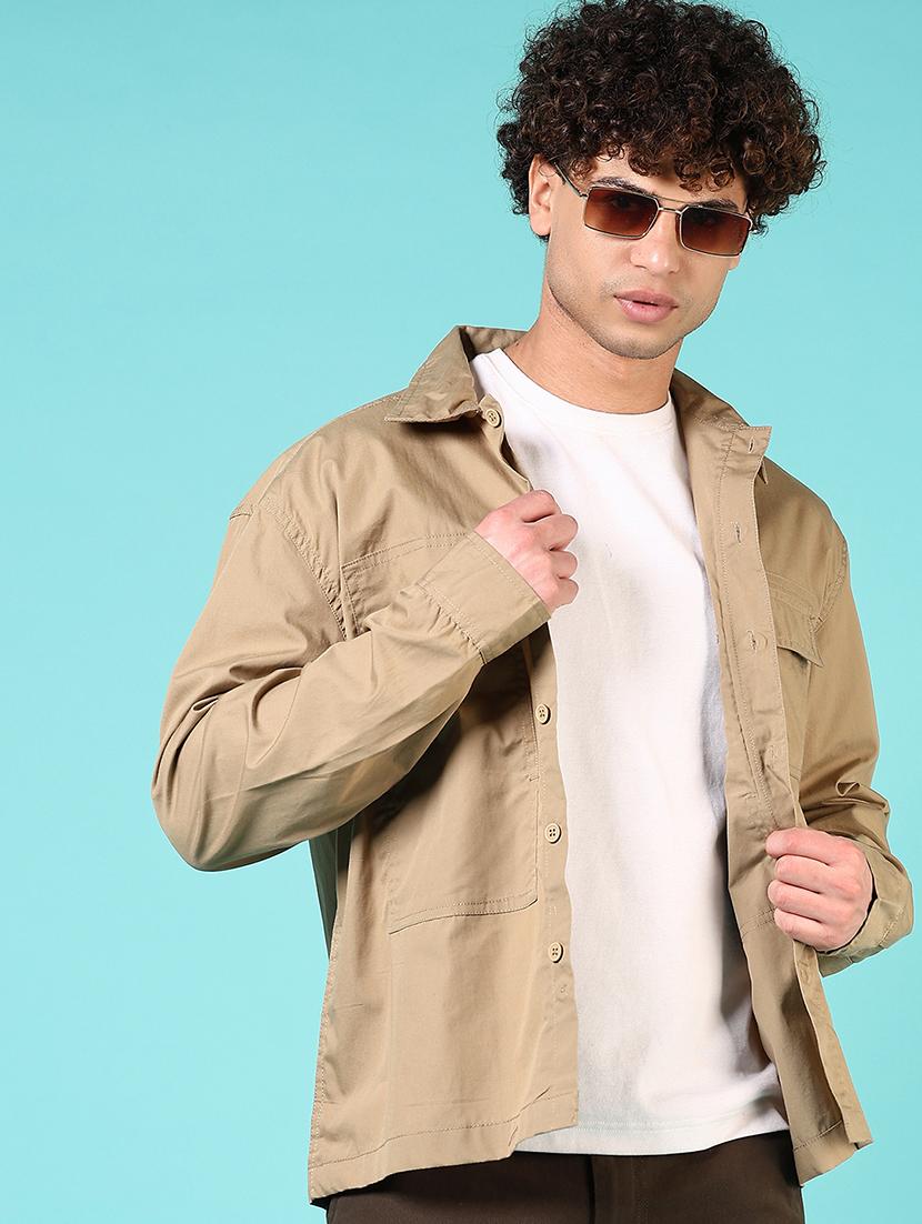 men solid collared long sleeves casual shirt - 21766010 - Standard Image - 1