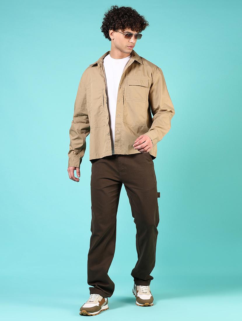 men solid collared long sleeves casual shirt - 21766010 - Standard Image - 4