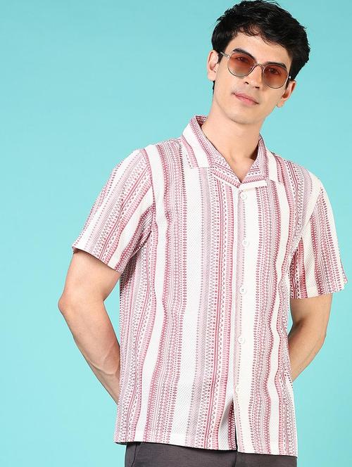 men striped short sleeve regular fit casual shirt - 21766011 - Standard Image - 0