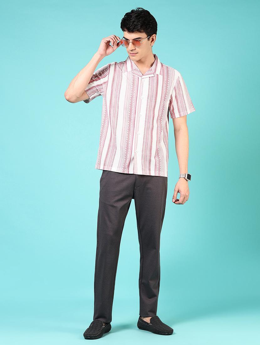 men striped short sleeve regular fit casual shirt - 21766011 - Standard Image - 4