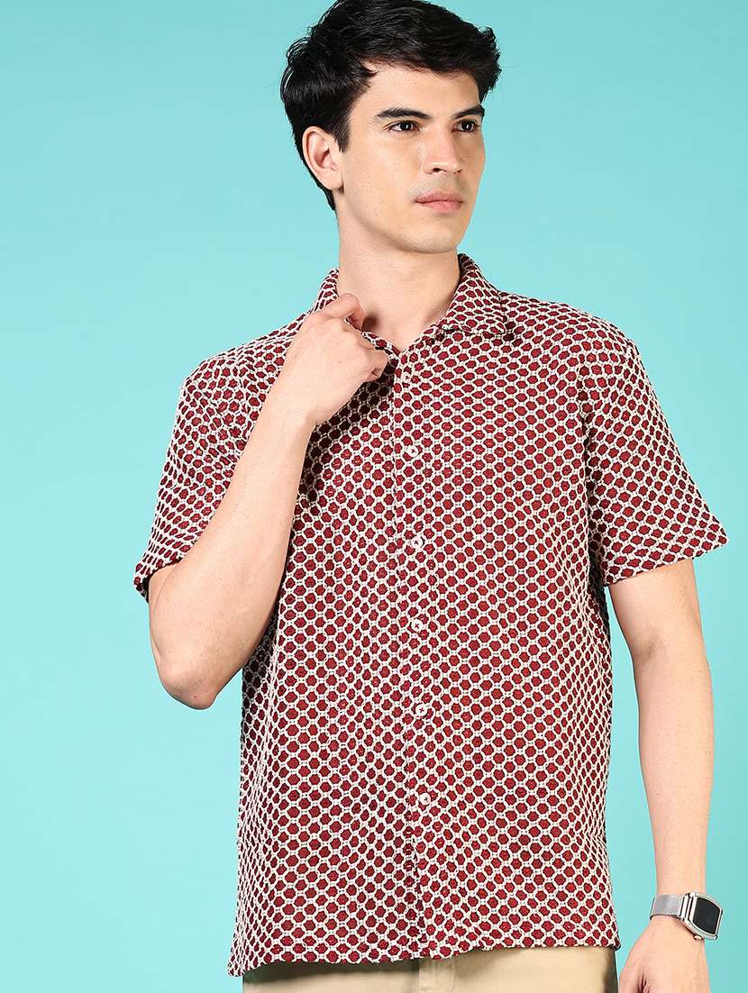 men self design short sleeve regular fit casual shirt - 21766012 -  Standard Image - 1