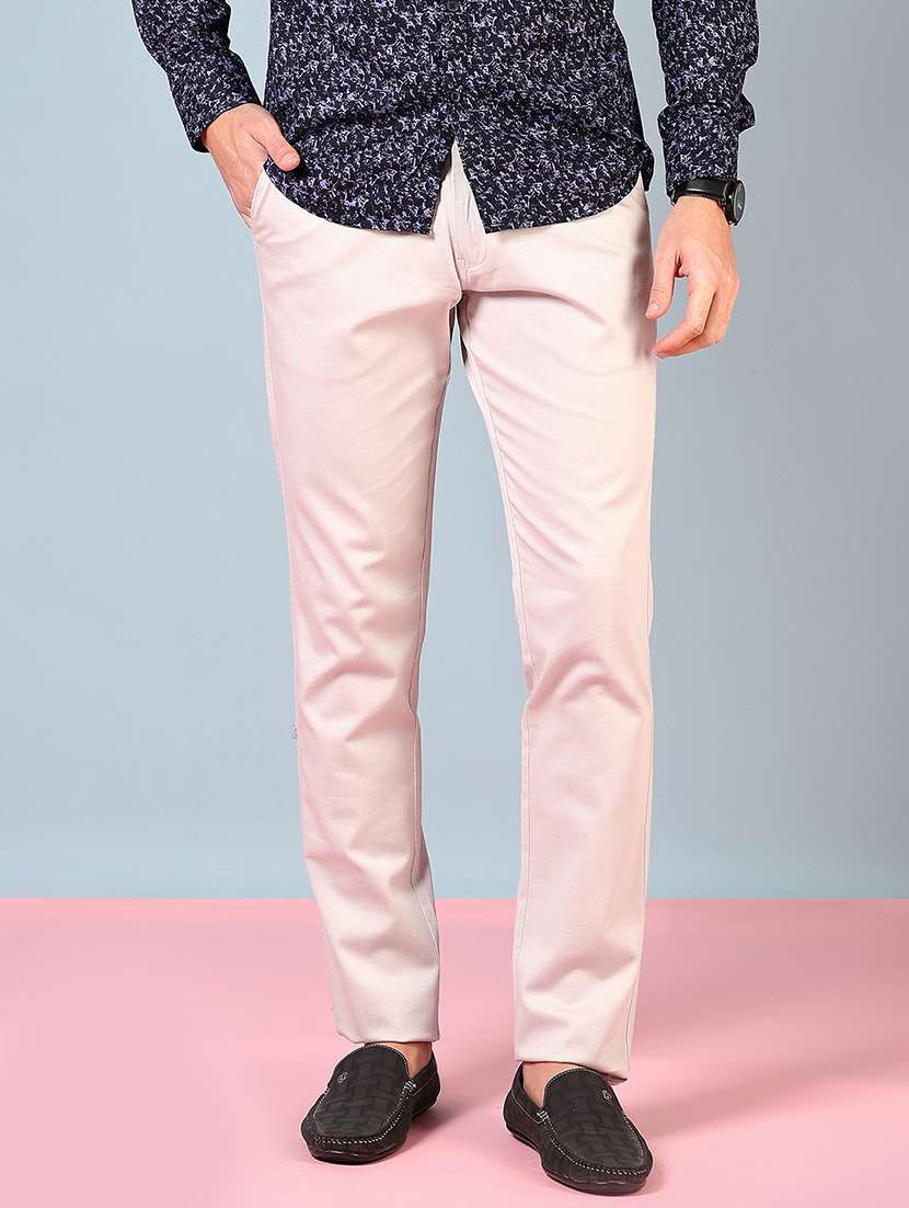 men solid mid rise full length formal trouser - 21766221 - Standard Image - 1