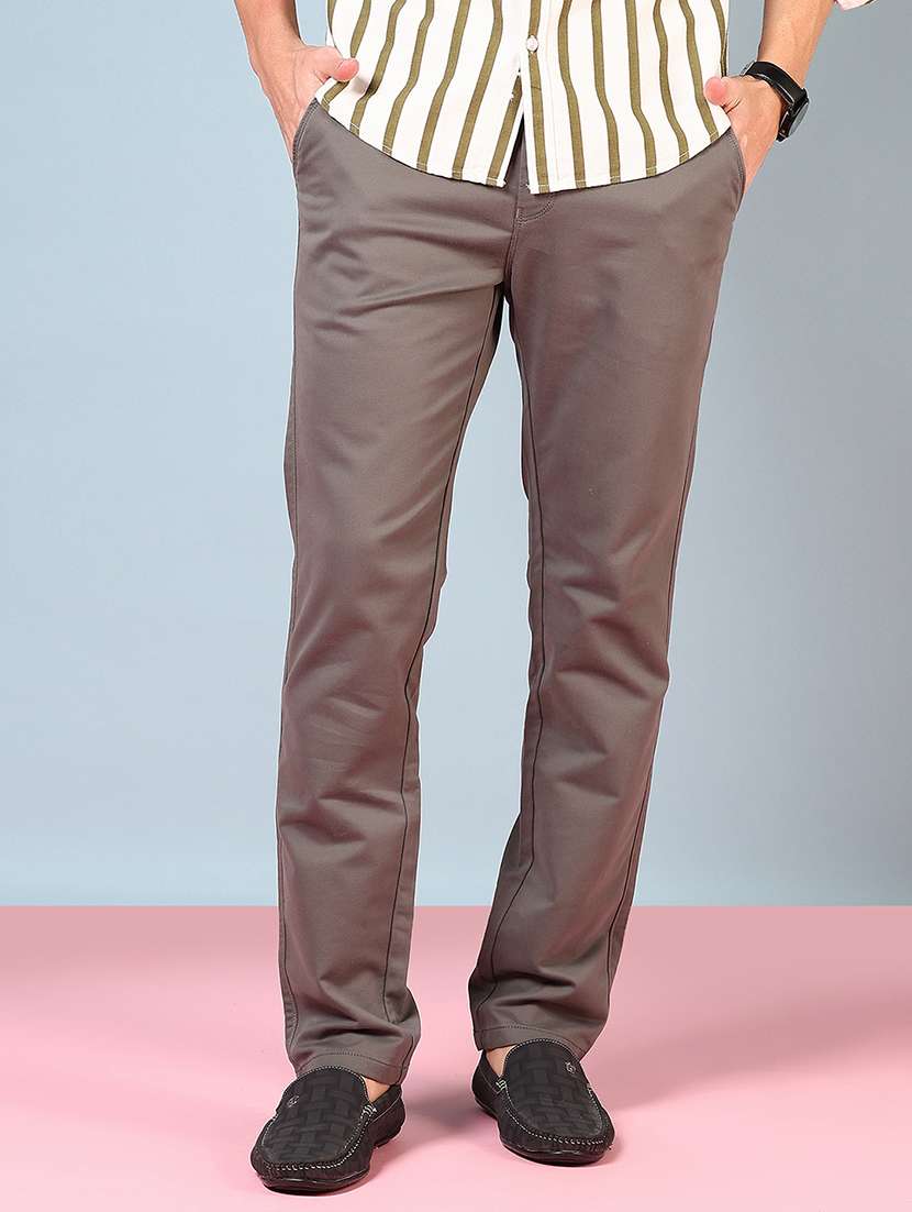 men solid mid rise flat front chinos  - 21766224 -  Standard Image - 1