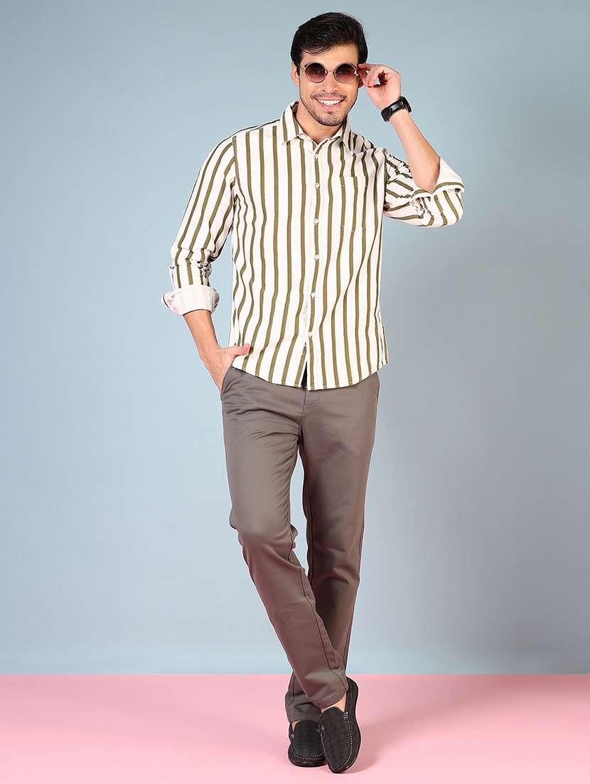 men solid mid rise flat front chinos  - 21766224 -  Standard Image - 4