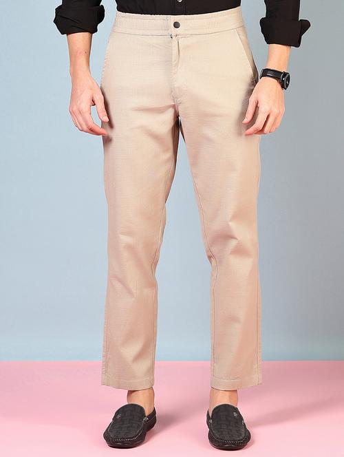 men mid rise solid flat front casual trouser - 21766232 -  Standard Image - 0
