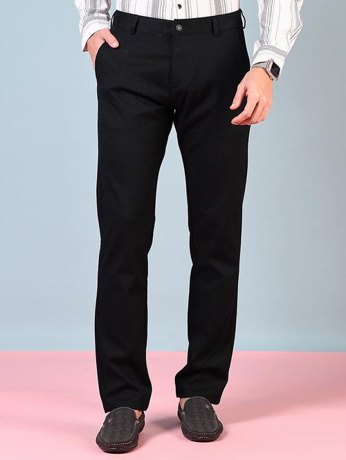 men mid rise solid flat front casual trouser - 21766236 -  Standard Image - 0