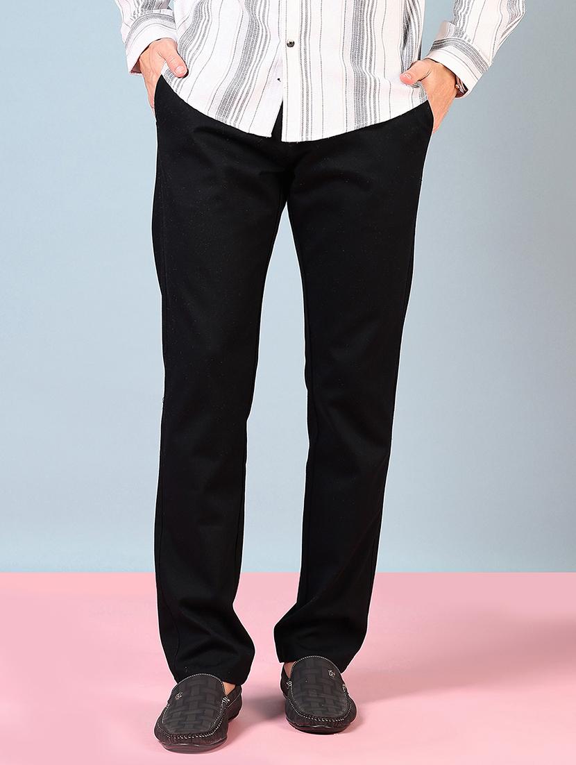 men mid rise solid flat front casual trouser - 21766236 -  Standard Image - 1