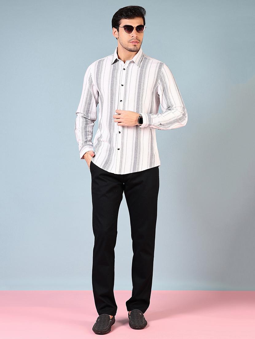 men mid rise solid flat front casual trouser - 21766236 - Standard Image - 4