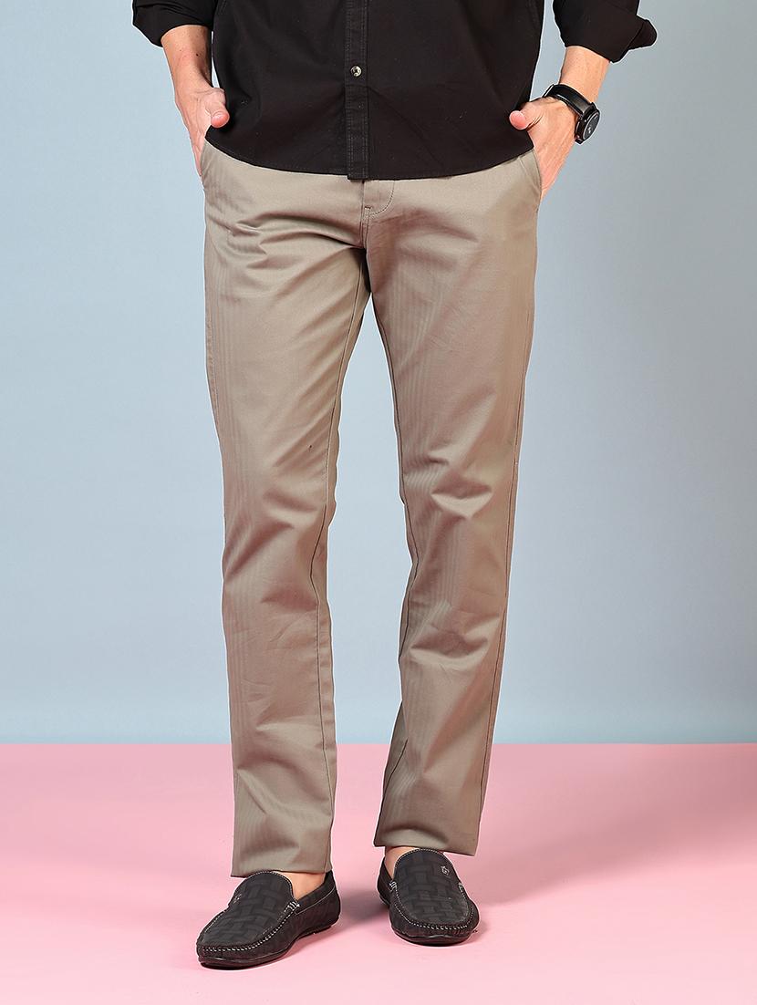 men mid rise solid flat front casual trouser - 21766237 - Standard Image - 1