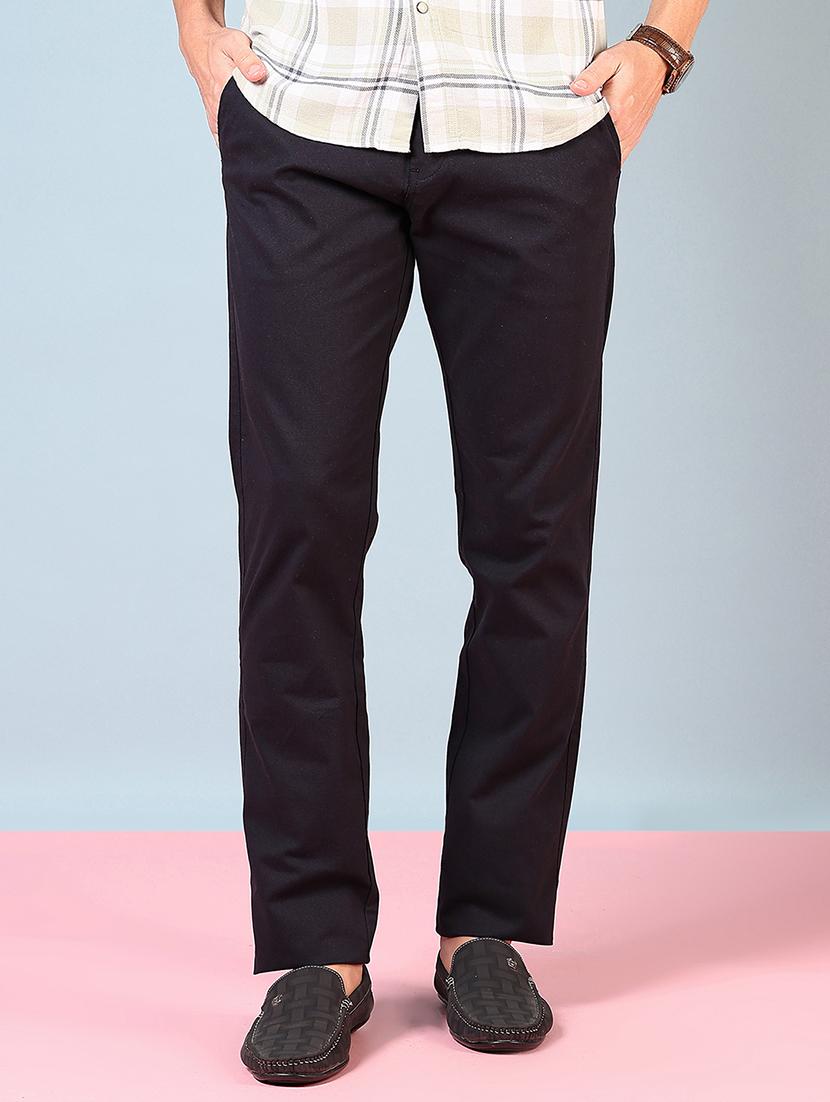 men mid rise solid flat front casual trouser - 21766238 -  Standard Image - 1