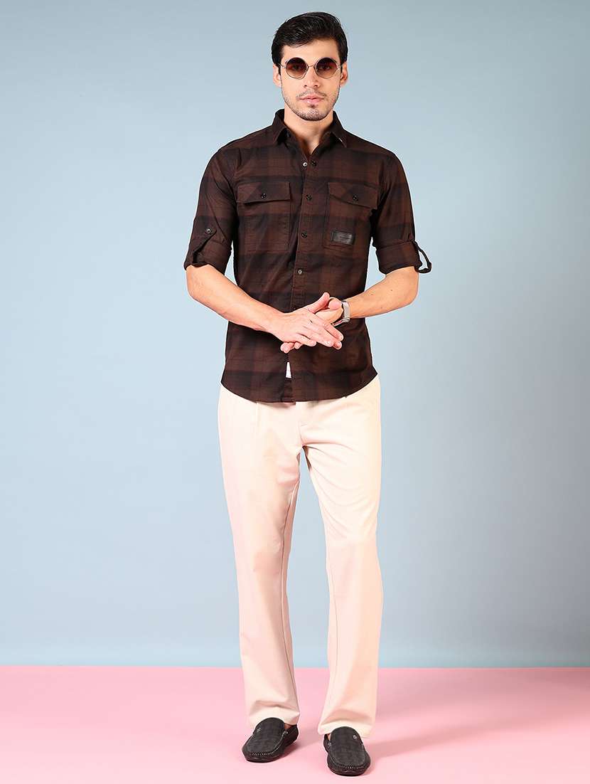 men mid rise solid pleated casual trouser - 21766242 -  Standard Image - 4