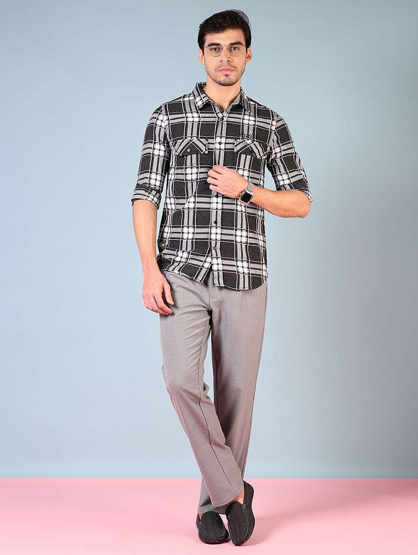 men mid rise solid pleated casual trouser - 21766244 -  Standard Image - 4